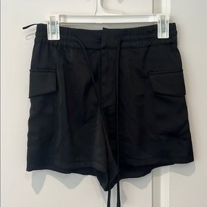 Zara high waisted satin cargo shorts